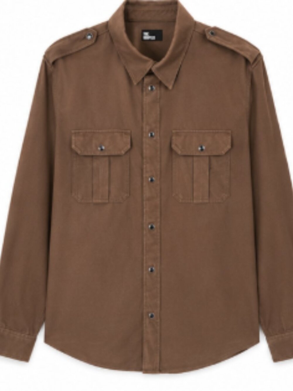 The Kooples Brown Military Safari Snap-Front Overshirt Shirt EU M